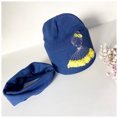 Шапка бини Дохова А.К., размер 48-52, синий