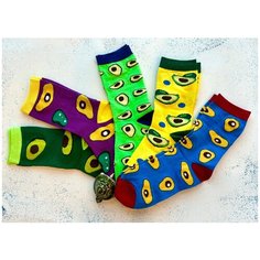 Носки Мини, 80 den, 5 пар, размер 36-40, фиолетовый, желтый, зеленый, голубой