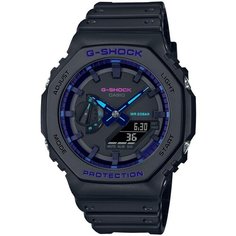 Наручные часы CASIO G-Shock GA-2100VB-1A, черный, фиолетовый