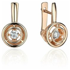 Серьги Эстет, красное золото, 585 проба, фианит, бесцветный