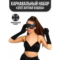 Карнавальный набор Элегантная кошка, маска, перчатки Страна Карнавалия