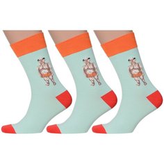 Носки MoscowSocksClub, 3 пары, размер 25 (38-40), бирюзовый