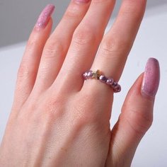Кольцо Queen Fair, пластик, безразмерное, золотой, фиолетовый