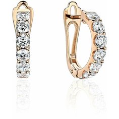 Серьги Эстет, красное золото, 585 проба, фианит, бесцветный