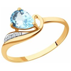 Кольцо Diamant, красное золото, 585 проба, топаз, фианит, размер 16.5