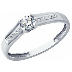 Кольцо Diamant, белое золото, 585 проба, бриллиант, размер 18