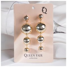 Серьги пусеты Queen Fair, золотой, желтый