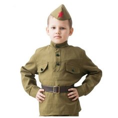 Костюм военного "Солдат", гимнастёрка, ремень, пилотка, 3-5 лет, рост 104-116 см Страна Карнавалия