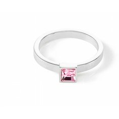 Кольцо Coeur de Lion, Swarovski Zirconia, кристалл, размер 17.2, розовый, серебряный