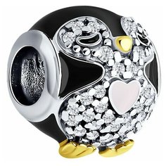 Подвеска SOKOLOV, серебро, 925 проба, родирование, фианит, эмаль