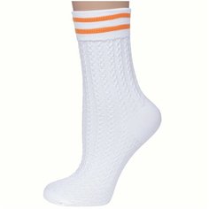 Носки Fiore, 80 den, размер универсальный, оранжевый, белый