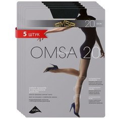Колготки Omsa, 20 den, 5 шт., размер 5XL, черный