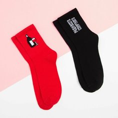 Носки Kaftan, 2 пары, размер 23-25 см (36-39), черный, красный, мультиколор