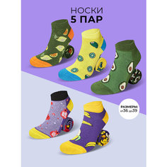 Носки Мачо, 5 пар, 5 уп., размер 36-38, фиолетовый, желтый, зеленый