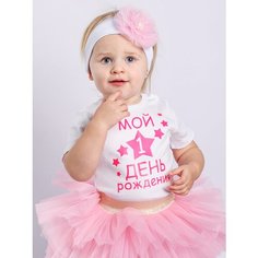 Футболка Валерия Мура, размер 92-98, белый, розовый