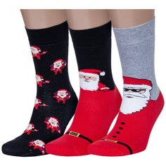Носки RuSocks, 3 пары, размер 25-27 (38-41), мультиколор