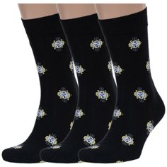 Носки RuSocks, 3 пары, размер 25-27 (38-41), черный