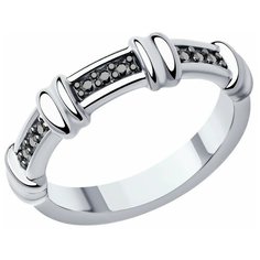 Кольцо Diamant, серебро, 925 проба, родирование, фианит, размер 16.5