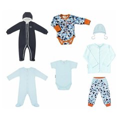 Комплект одежды lucky child, размер 18 (56-62), голубой, синий