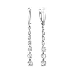 Серьги Яхонт, серебро, 925 проба, фианит, бесцветный
