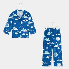 Пижама Kaftan, размер 98-104, синий, черный