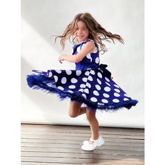 Платье Бушон, размер 134-140, белый, синий