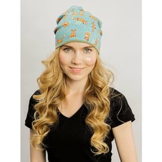 Шапка бини ANRU, размер Универсальный, оранжевый, голубой