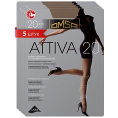 Колготки Omsa Attiva, 20 den, 5 шт., размер 4/L, бежевый