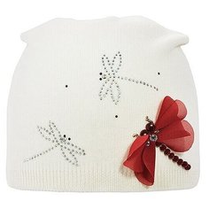 Шапка бини mialt, размер 54-56, белый, красный Миалт