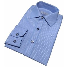 Школьная рубашка, размер 110-116, голубой