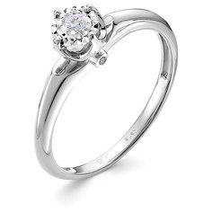 Кольцо Vesna jewelry, белое золото, 585 проба, родирование, бриллиант, размер 15.5, бесцветный