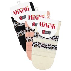 Носки MiNiMi, 3 пары, размер 35-38 (23-25), экрю, черный, розовый