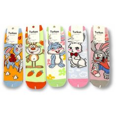 Носки Turkan, 50 den, 10 пар, размер 36-41, голубой, белый, розовый, зеленый, оранжевый