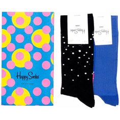 Носки Happy Socks, 2 пары, размер 41-46, черный, синий