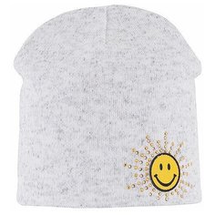 Шапка бини mialt Smile, размер 50-52, белый, серый Миалт