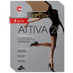 Колготки Omsa Attiva, 20 den, 5 шт., размер 4/L, бесцветный