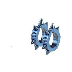 Серьги клипсы Spikes, размер/диаметр 17 мм, голубой, синий