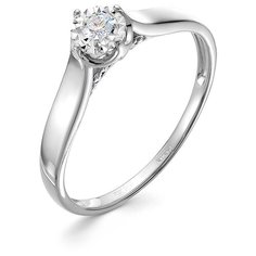Кольцо помолвочное Vesna jewelry, белое золото, 585 проба, родирование, бриллиант, размер 17.5, бесцветный