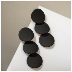 Серьги пусеты Queen Fair, черный, серебряный