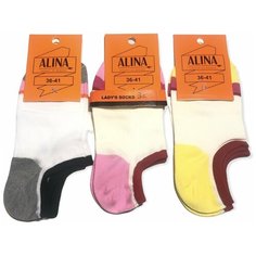 Носки Alina, 3 пары, размер 36-41, серый, розовый, желтый