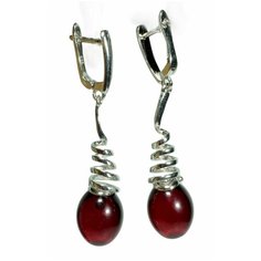 Серьги двусторонние , янтарь прессованный, серебряный, желтый