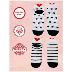 Носки Turkan, 2 пары, размер универсальный, черный, белый