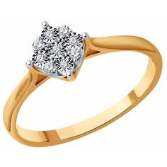 Кольцо Diamant, комбинированное золото, 585 проба, бриллиант, размер 17.5