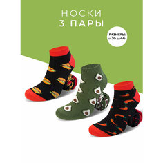 Носки MACHO, 3 пары, 3 уп., размер 39-41, зеленый, черный, красный
