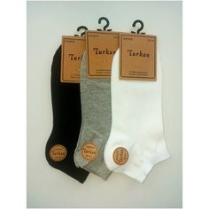 Носки Turkan, 3 пары, размер 36-41, мультиколор, белый, черный, серый