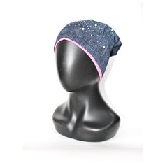 Шапка бини AJS, размер 48-50, синий, розовый