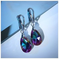 Серьги с подвесками Queen Fair, стекло, фиолетовый, серебряный