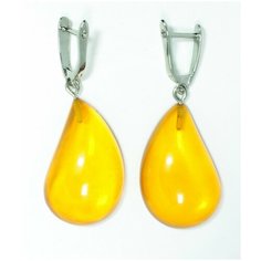 Серьги двусторонние , янтарь прессованный, бордовый, желтый