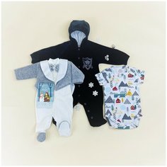 Комплект одежды lucky child, размер 20 (62-68), синий, серый