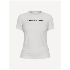 Футболка PRINTHAN Футболка женская PRINTHAN Гуччи в стирке, приталенная, белая, размер 3XS (40), белый